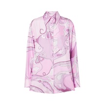Pucci Şık Orkide Desenli Ipek Twill Gömlek Pembe