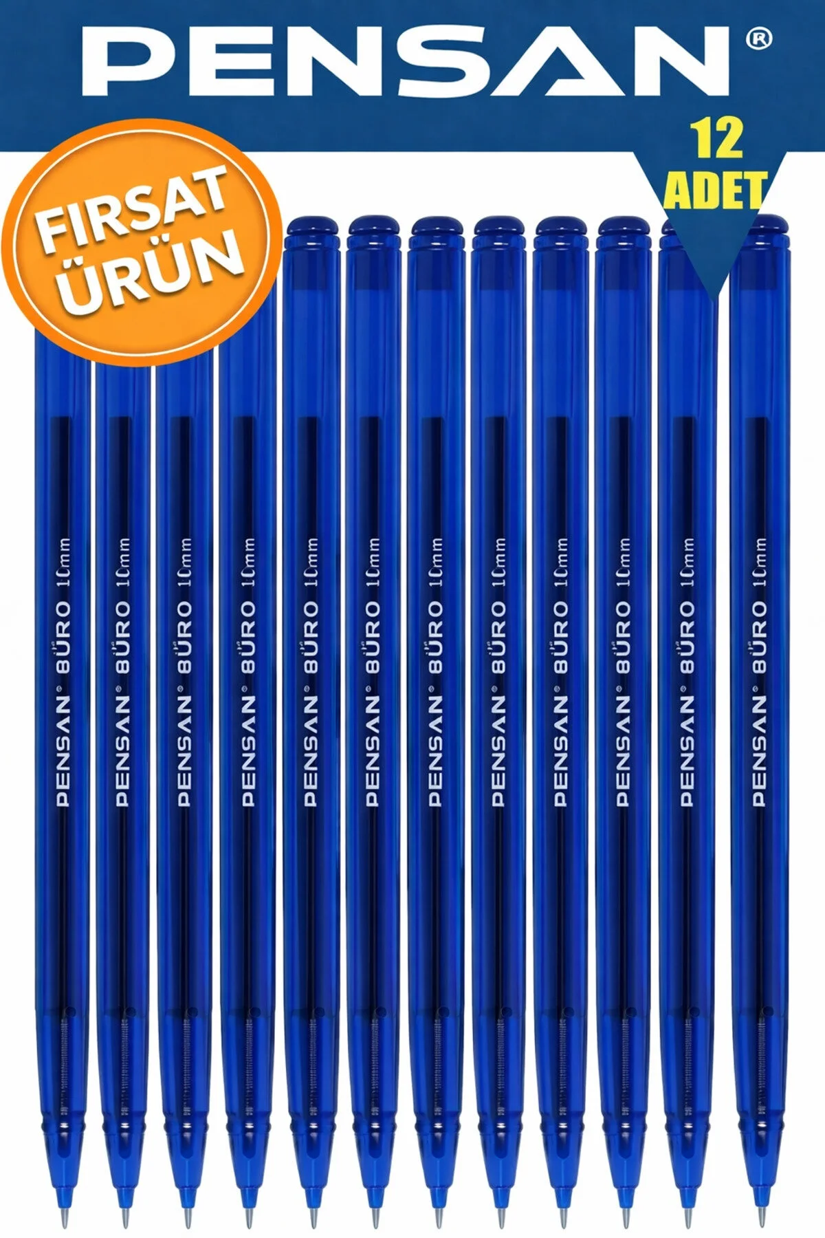 Tükenmez Kalem 1.0 Mm Mavi 12 Li Adet - Büro Serisi Mavi