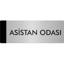 Metal Yönlendirme Levhası, Departman Kapı Isimliği Asistan Odası 7x20 Cm Gümüş Renk