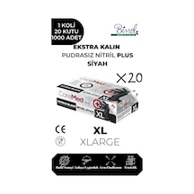 Ekstra Kalın Nitril Siyah Plus Muayene Eldiveni Xl - 1 Koli 20 Paket 50'li