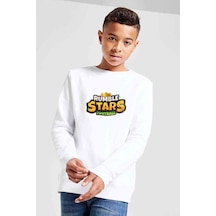 Tshirthane Rumble Stars Football Logo Baskılı Unisex Çocuk Beyaz Sweatshirt