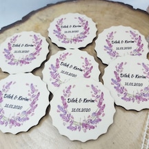 Çiçek Desenli Ahşap Magnet Lavanta Çiçek Baskıllı Kişiye(30 Adet)