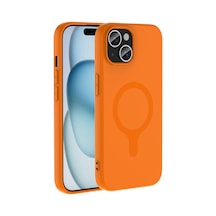 İphone 15 Kılıf M-safe Şarj Özellikli Klfs Aris Silikon Kapak - Turuncu