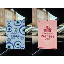 Nazar Boncuğu Ve Arabada Prenses Var - İkili Oto Kokusu - Dekoratif Araç Kokusu Ve Aksesuarı