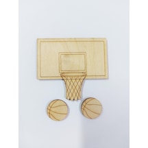 Lazer Kesim Ahşap Süsler 198-1 Basket Topu Potalı