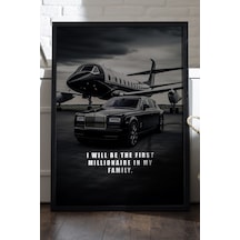 Araba Motivasyon Siyah Ahşap Çerçeveli Poster, Dekoratif Araba Duvar Tablosu