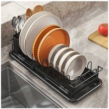 Fastbuy Modern Siyah Mutfak Tezgahı Kurutma Rafı, Ayarlanabilir Bulaşık Süngerliği, Siyah Siyah