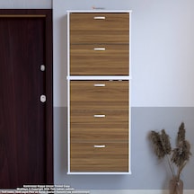 Modilayn Varbi Umay' 2 Li Asma Kapı Önü 52x193x26 Cm Lik 5 Düşer Kapak 10 Göz Ayakkabılık Beyaz Ceviz