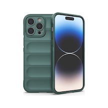 iPhone Uyumlu 14 Pro Kılıf Optimum Silikon - Koyu Yeşil Düz Renkli