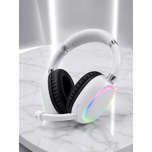Rgb Işıklı Mikrofonlu Bluetooth Kulaklık Beyaz Over-ear Tasarım Type-c Şarjlı Diğer