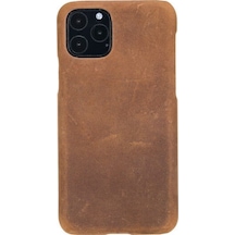 Apple Uyumlu iPhone 11 Pro Deri Arka Kapak Uj G2 Kahve