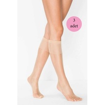 3 Adet Kadın Diz Altı Parlak Fit 15 Denye Çorap Açık Ten-Standart (553656308)