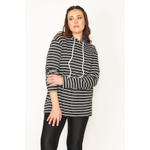 Şans Kadın Siyah İçi Şardonlu Kumaş Kapşonlu Sweatshirt 65n32459-siyah Siyah