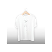 Time To Grow Detaylı Unisex Tişört Beyaz
