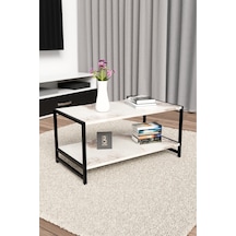 Modern & Şık Orta Sehpa Metal Çerçeve İle Dayanıklı Tasarım, Minimalist Ve Fonksiyonel, Salon ,ofis Beyaz Mermer Desenli