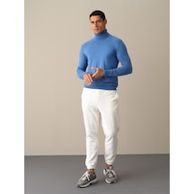 Xint Balıkçı Yaka Pamuklu Regular Fit Basic Kazak 23KE00801654-UC Mavi Melanj