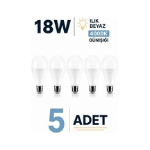 18w E27 Led Ampul 4000k Gün Işığı 5 Adet Led Lamba Diğer