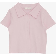 Breeze Kız Çocuk Tişört Crop Çıtçıtlı Fitilli 9-14 Yaş, Pembe-pembe Pembe