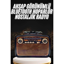 Tek Nostaljik Görünümlü Ahşap Radyo Tf Sd Usb Girişli Led Fener Işıklı Najmaddin