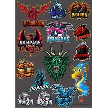 Ejderha Sticker Set-10 13 Parça Telefon, Tablet, Defter, Laptop Sticker
