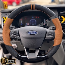 Ford Courier Dikme Direksiyon Kılıfı Delikli Deri Parlak Siyah Taba Detay Çift Yüzük Ve Dikiş 2023-2026