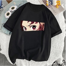 Noıssey Kırmızı Etiket Gala Demon Slayer Anime Baskılı Erkek T Shirt 09966 Siyah