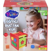 Ahşap Zeka Oyun Eğitici Bul Tak Küp Oyuncak 12 Parça 6 Renkli