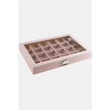 24 - 545 - Bölmeli Cam Kapaklı Anfora Kumaş Sunum Tablosu 24x34 - Nazblsmm - Cm Pembe