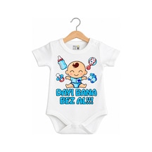 Babylimon Dayı Bana Bez Al Yazılı Baskılı Bebek Zıbın Beyaz - 936542299 Beyaz
