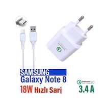 Samsung Galaxy Note 8 Uyumlu Hızlı Şarj Aleti Ve Kablosu 18w 3.4a