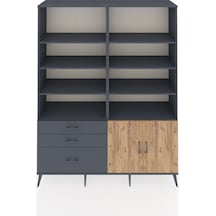 Hyperion Gardrop 9 Raflı 3 Çekmeceli 2 Kapaklı 176x44x221 Antrasit-çam/antrasit Çam/antrasit