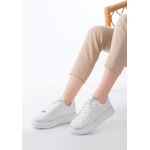 Rs-2435 Beyaz Gümüş Bağcıklı Dikişli Günlük Spor Ayakkabı Beyaz