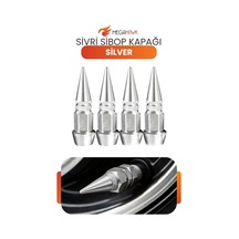 Sivri Sibop Kapağı Silver Metal 4 Lü Set Universal Lastik Sibop Koruyucu Kapak