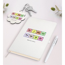 Kişiye Özel Fen Bilimleri Öğretmeni Beyaz Defter Kalem Ve Anahtar N11.4305