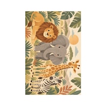 Kartela Halı Safari Dostları Çocuk Oyun Halısı Kaymaz Dot Taban Yıkanabilir 120 X 180 Cm