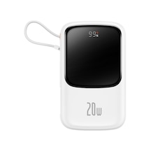 Baseus Q Pow Pro Dijital Ekranlı 20W 10.000 mAh Lightning Kablolu Powerbank Beyaz Baseus Q Pow Pro Dijital Ekranlı 20W 10.000 mAh Lightning Kablolu Powerbank Beyaz