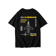 Brz Collectıon Brz Collection Unisex Oversize General Dynamics F-16 Fighting Falcon T-shirt Siyah