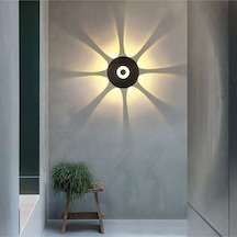 7 Watt Gün Işığı Ledli Yaprak Işık Desenli Dekoratif İç Ve Dış Mekan Aplik, Modern Tasarım Armatür Beyaz - Siyah