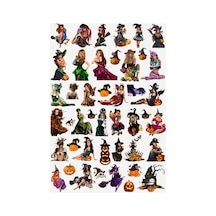 44 Adet Fairygrunge Gotik Witch Cadılar Bayramı Sticker Seti - Etiket Seti Scrapbook Bullet Journal Çok Renkli