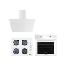 Kumtel B66-S2 - KO-40TAHDF - DA6-833 Home Basic Beyaz Cam Ankastre Set