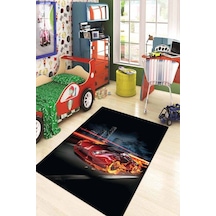 Kırmızı Kaymaz Tabanlı Yıkanabilir Arabalı Çocuk Halısı Kd75n11
