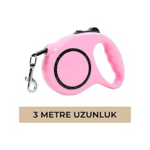Makaralı Köpek Gezdirme Tasması Pembe Siyah 3mt Çok Renkli