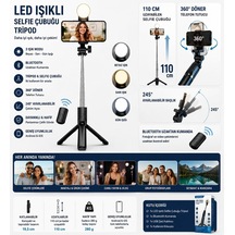Yolans G4 Led Işıklı Selfie Çubuğu Tripod, 113 Cm Uzayabilen Bluetooth Kumandalı Selfie Stick, 3 Işık Modlu Beya