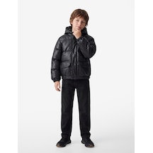 Koton Cepli Uzun Kollu Su Geçirmez Oversize Kapşonlu Ceket Siyah 7wkb20006tw