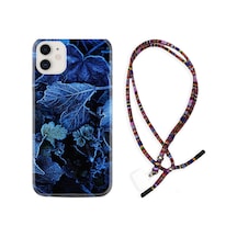 Apple Uyumlu iPhone 12 Mini Kılıf Rasta Boyun Askılı Blue Foid 1628