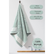 Pamuk Tekli Havlu Jakarlı Karna Premıum Sıbell - 50 X 90 Yeşil
