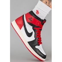 Nike Air Jordan 1 Retro High Og Unisex Sneaker Hakiki Deri Bilekli Günlük Spor Ayakkabı Beyaz Kırmızı Beyaz-kırmızı