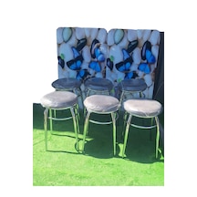 6'lı Tabure Krom Ayaklı Siyah