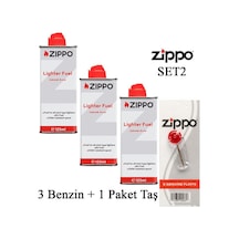 Zippo Çakmak İkmal Seti Bidon Benzin Fitil Taş Set
