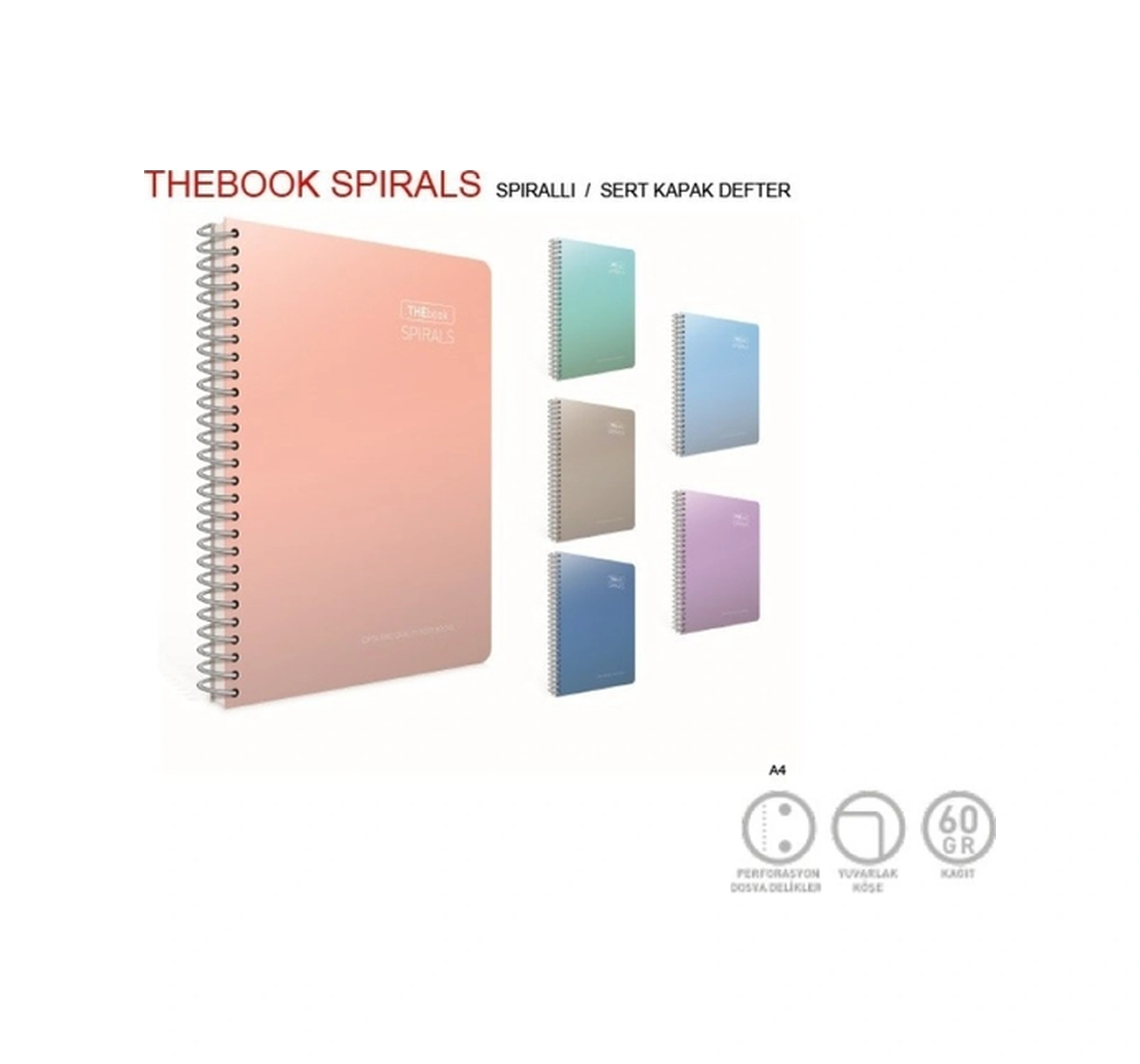 Thebook Spiralli Sert Kapak Defter A4 200 Yaprak Kareli